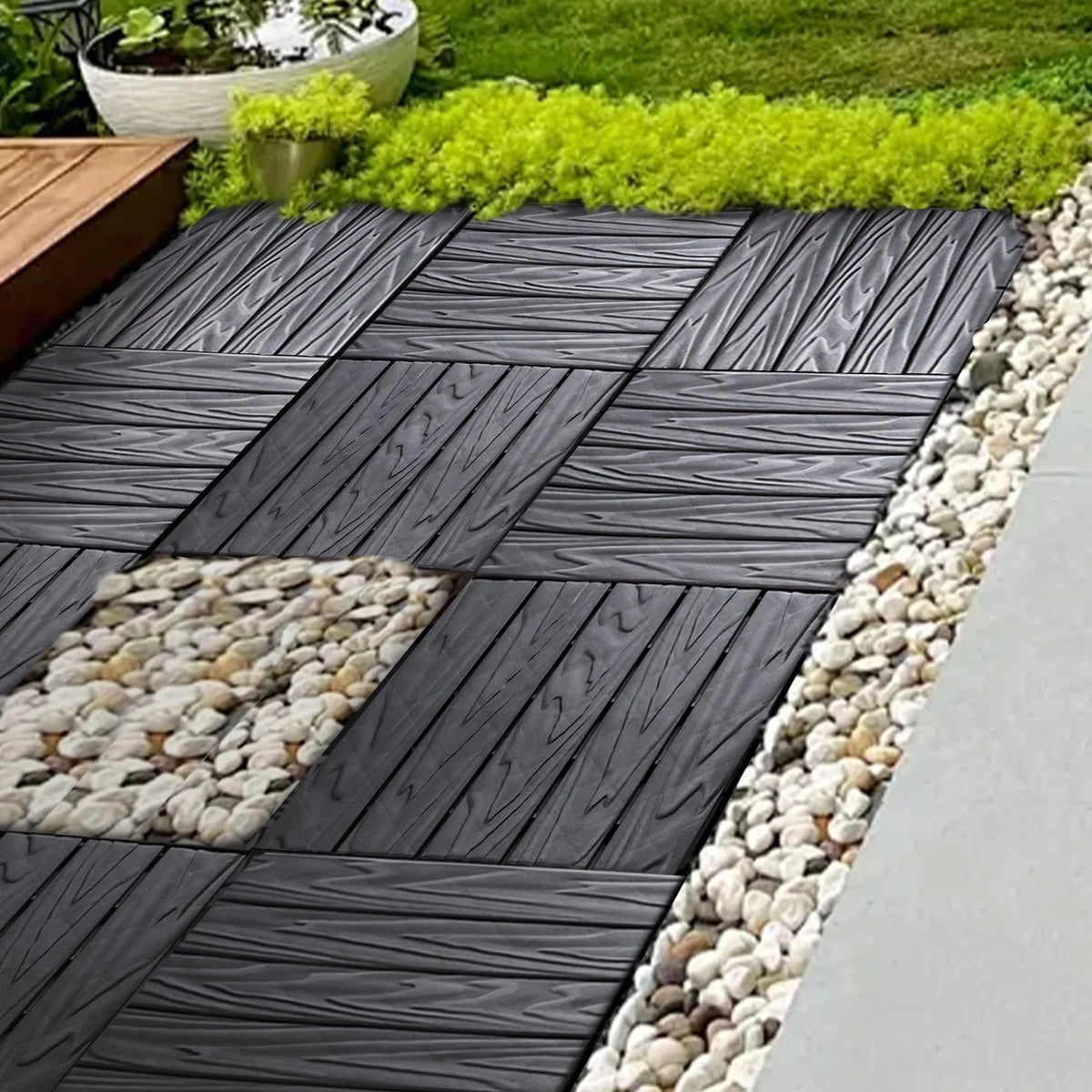 76-Pack Plastic Interlocking Deck Tiles, 68.80 Sq.Ft