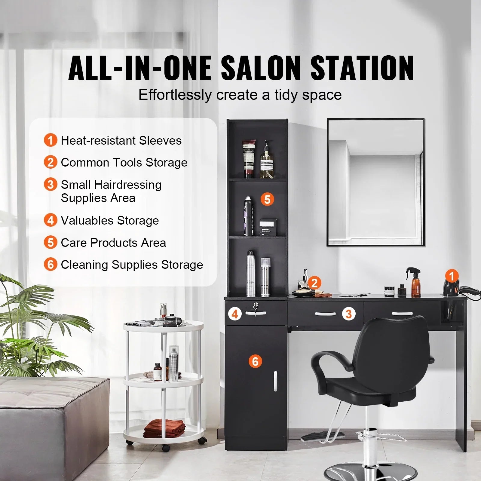 SKYSHALO Wall-Mount Barber Salon Station