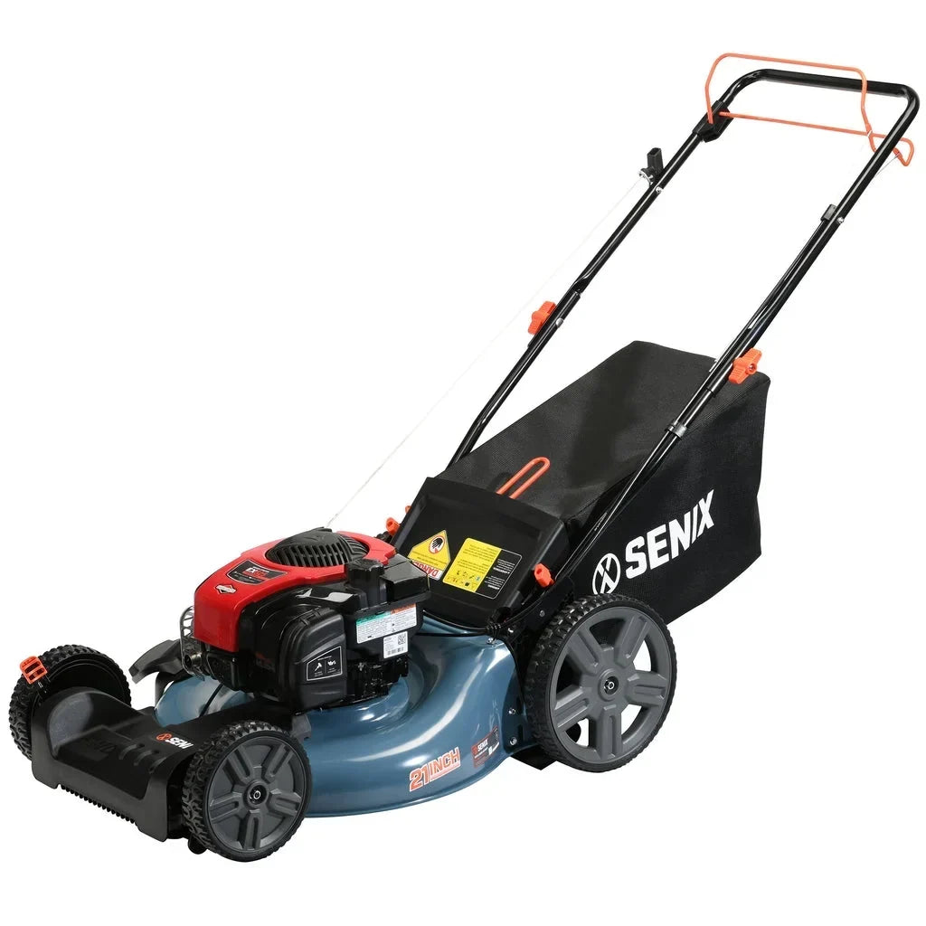 SENIX Self-Propelled Gas Lawn Mower, 21-Inch, 150 cc 4-Cycle Briggs & Stratton Engine, Blue - LSSG-M1