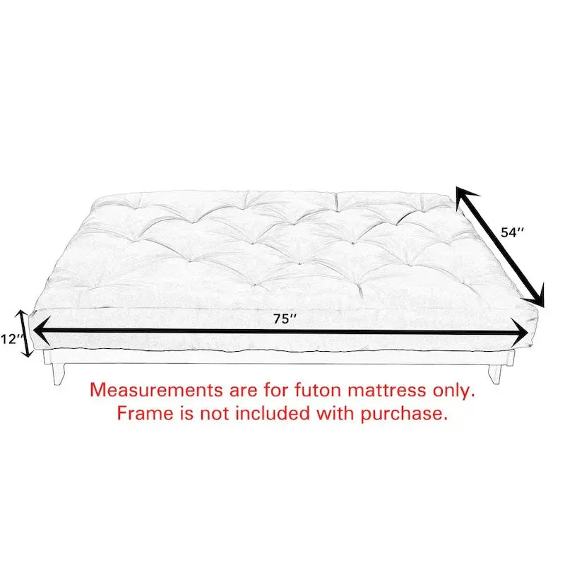 TruPedic Full-Size Granite Grey Futon Mattress, 54 Inches Wide x 75 Inches Deep x 12 Inches Thick