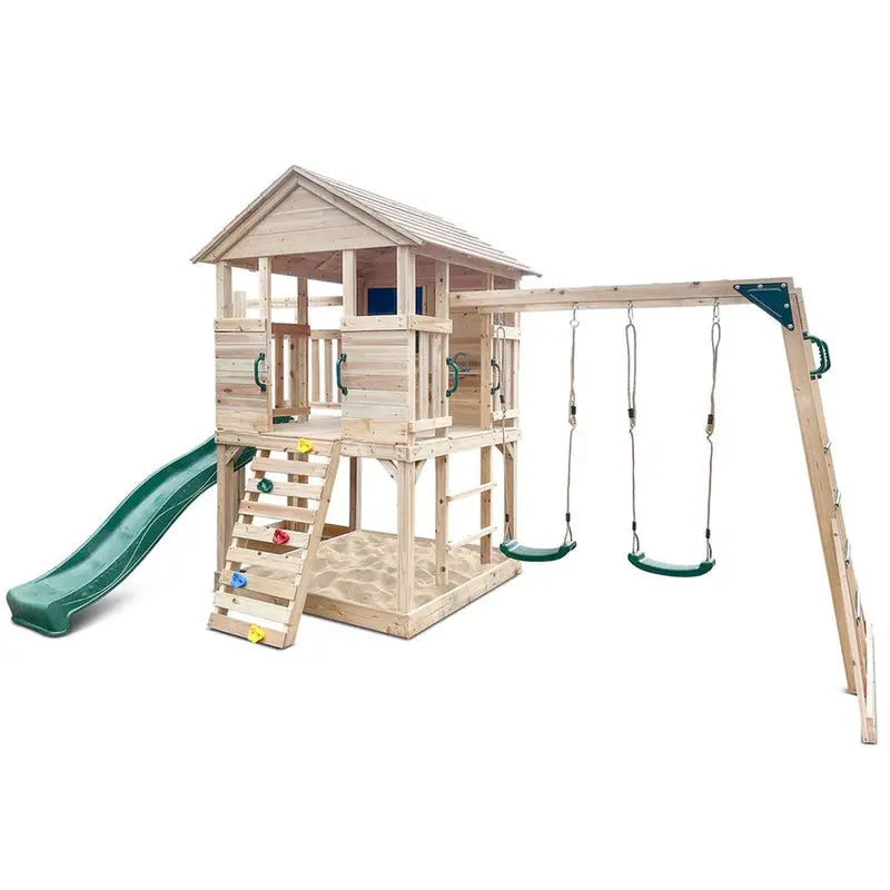 Lifespan Kingston Kids Cubby House Play Centre With 2.2m Green Slide - Kingston
