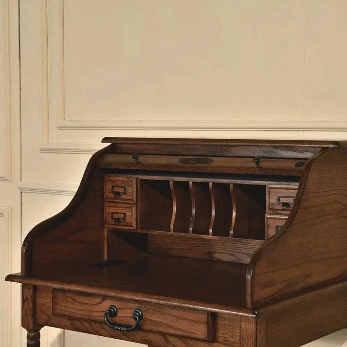 32in Mini Roll-Top Desk With Integrated USB Charging Port