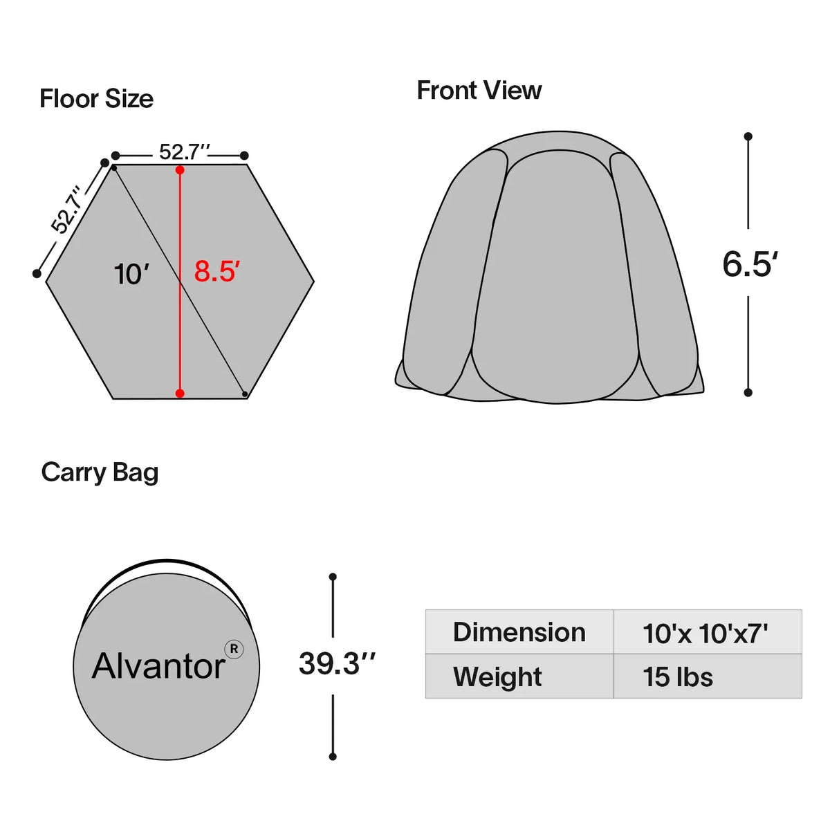 Alvantor Screen Room House 10x10 With 6 Mesh Walls