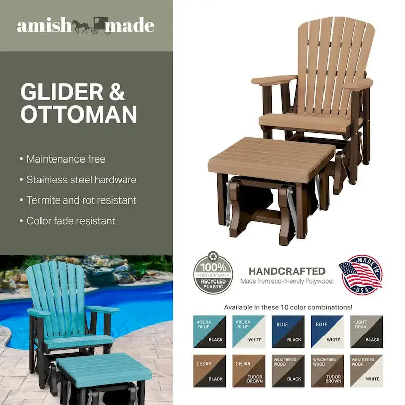 American Furniture Classics Fan-Back Glider Rocker With Matching Ottoman - Handcrafted In The USA