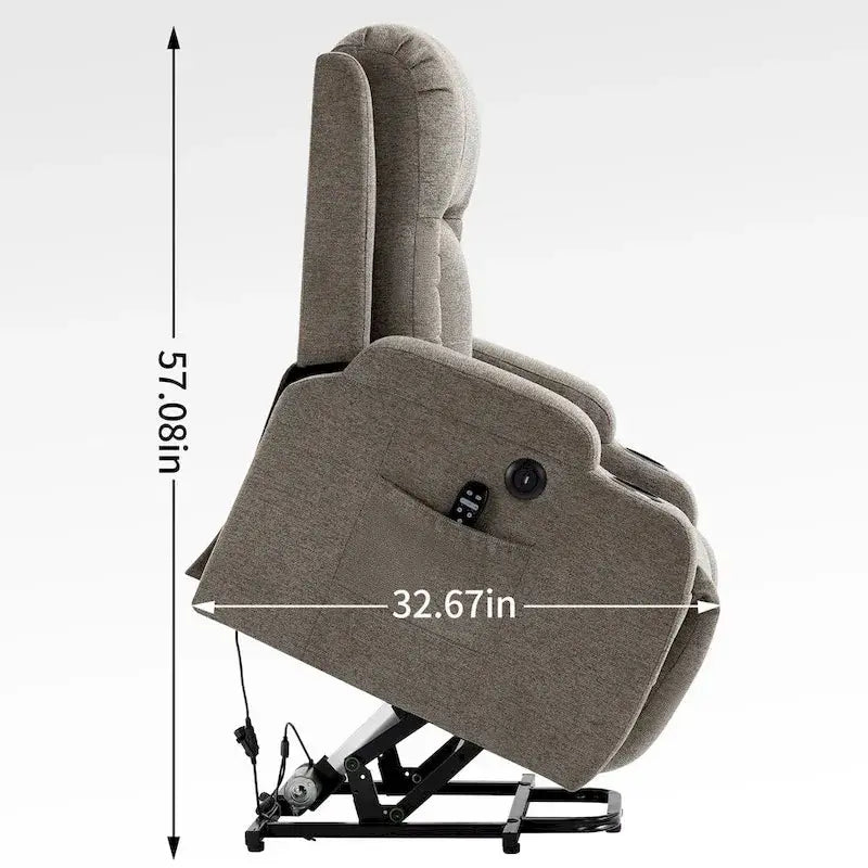 Power Lift Recliner Chair With Massage, Lumbar Heat, USB Port And Cup Holders - Single-Motor Sofa