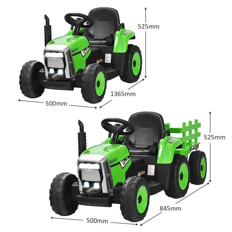 Kids 12V 7AH Ride-On Tractor With Trailer, 53 x 20 x 20.5 in - 3-Speed Transmission