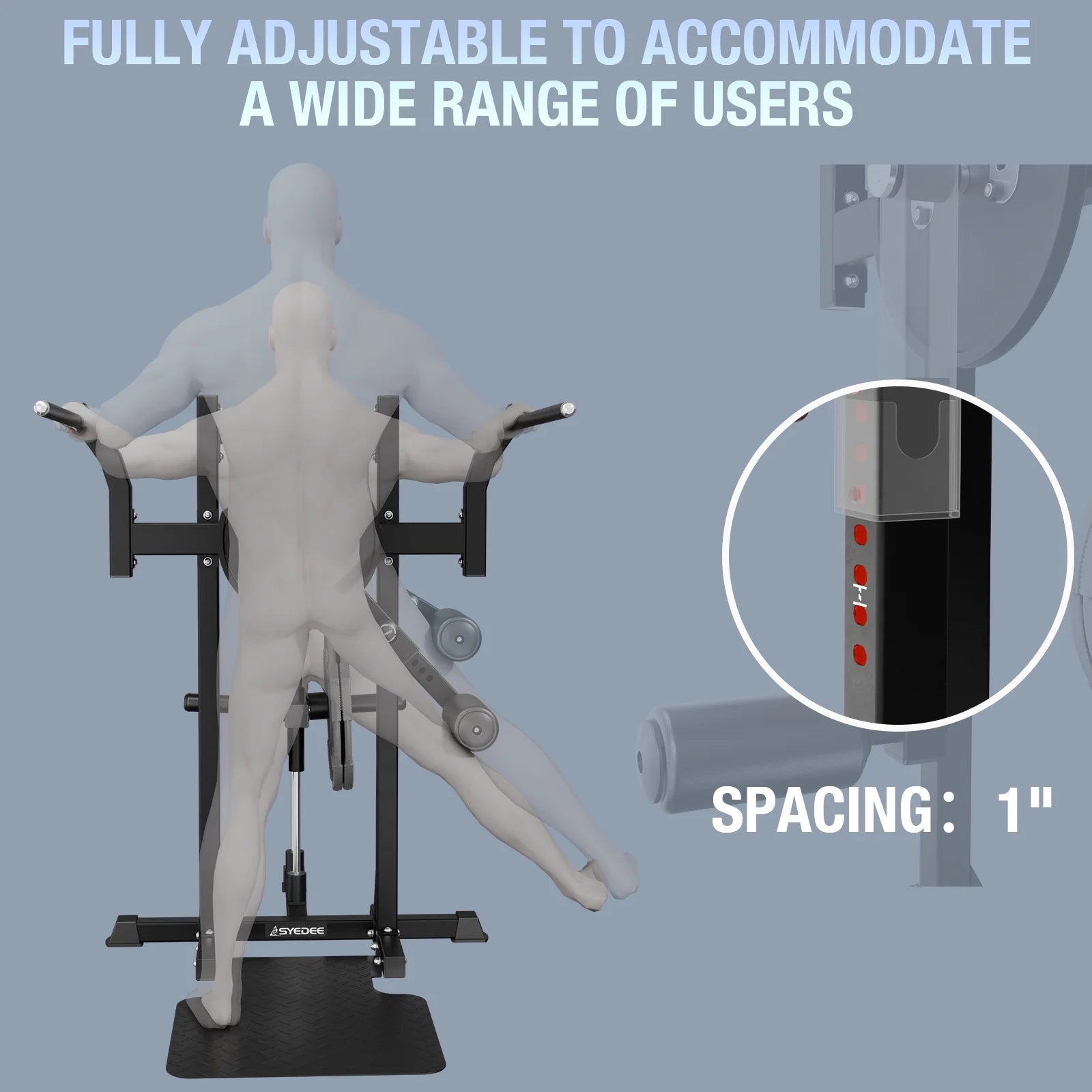 Syedee Plate Loaded Standing Hip Training Machine, Adjustable 9 Height Settings, 450lbs Capacity