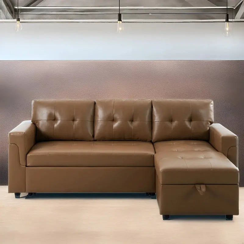 Convertible Modular Sleeper Sectional Sofa With Reversible Storage Chaise