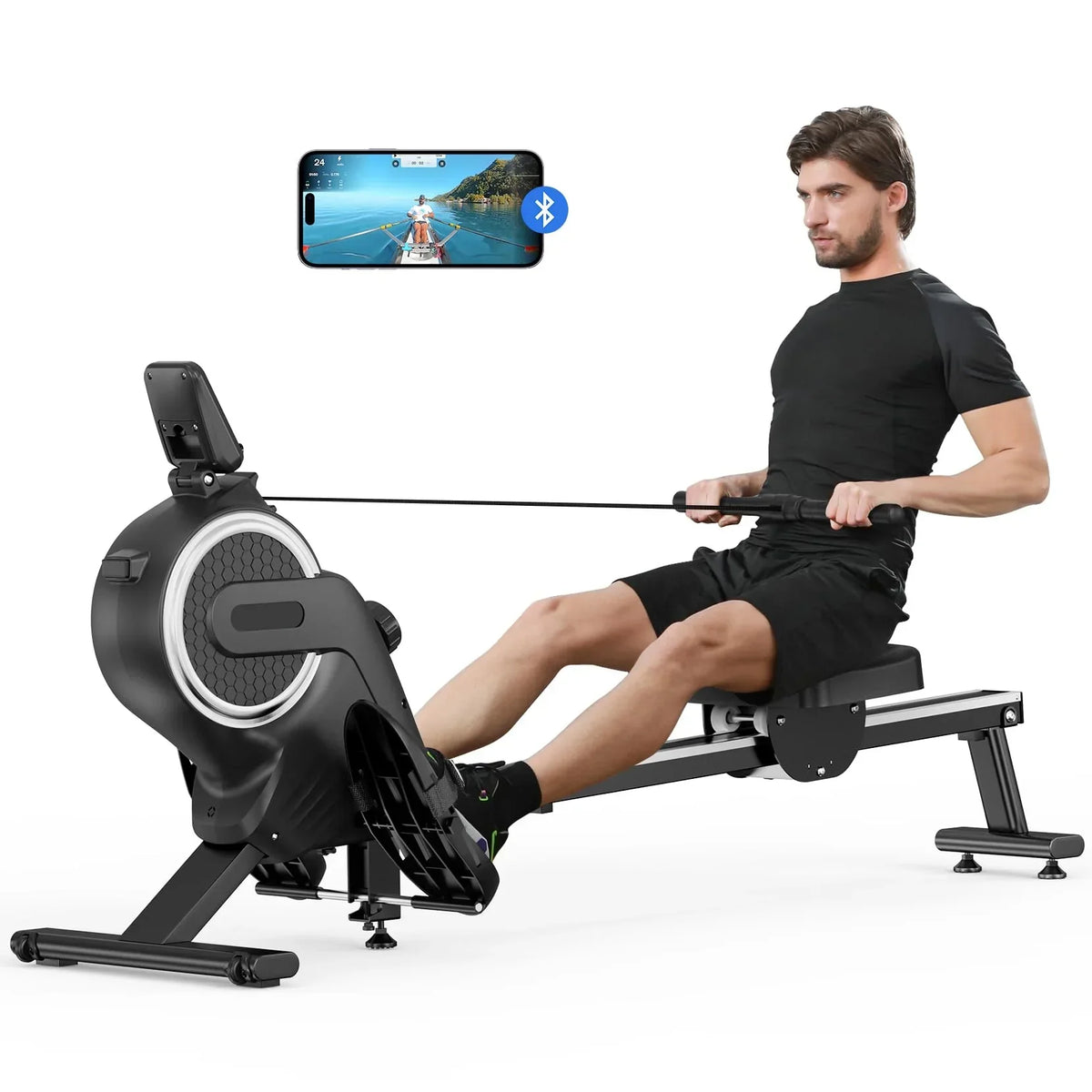 Neche Magnetic Rowing Machine, 16 Level Resistance, 265lb Weight Capacity - App Compatible