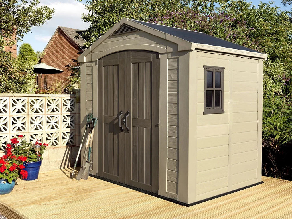 Keter Resin Outdoor Storage Shed, Taupe, 8 x 11 Foot - Factor
