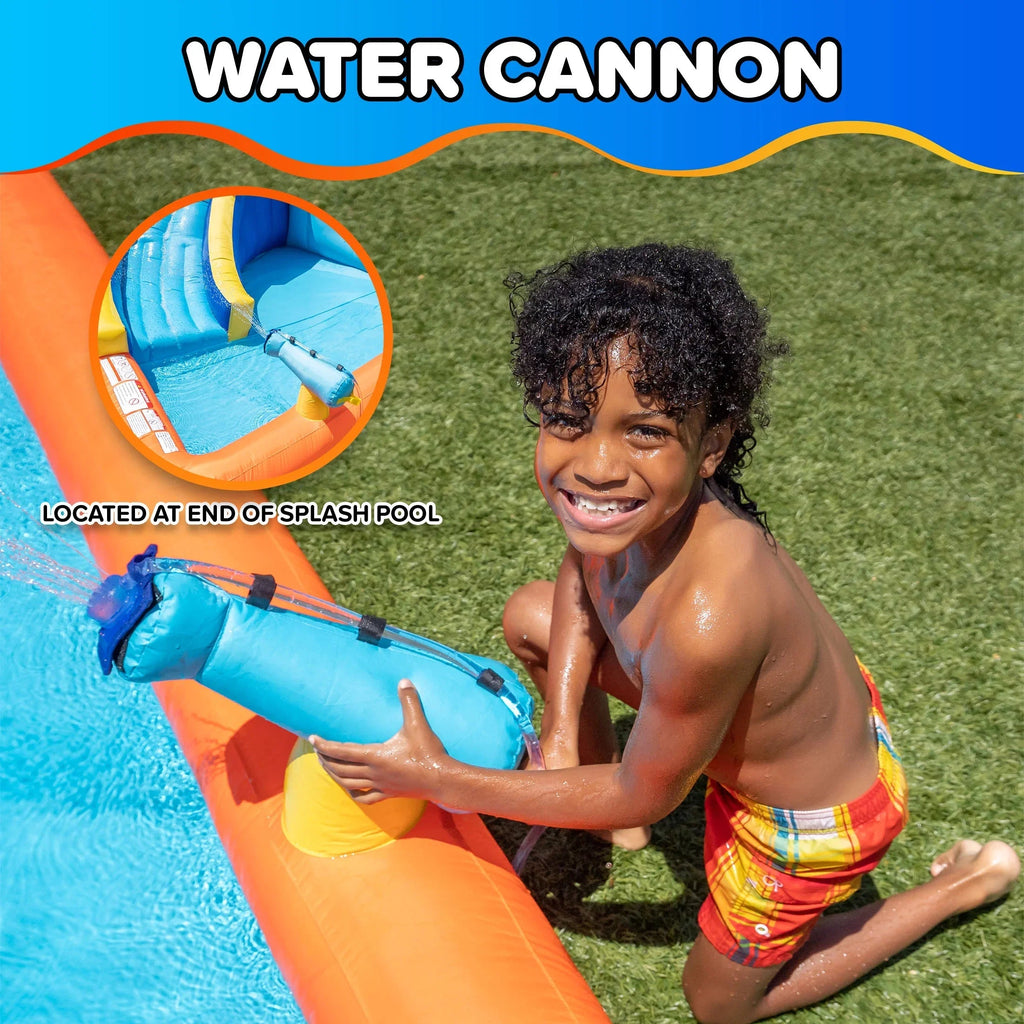 Sportspower Big Wave II Inflatable Water Slide With Climbing Wall And Splash Pool, Ages 3-8