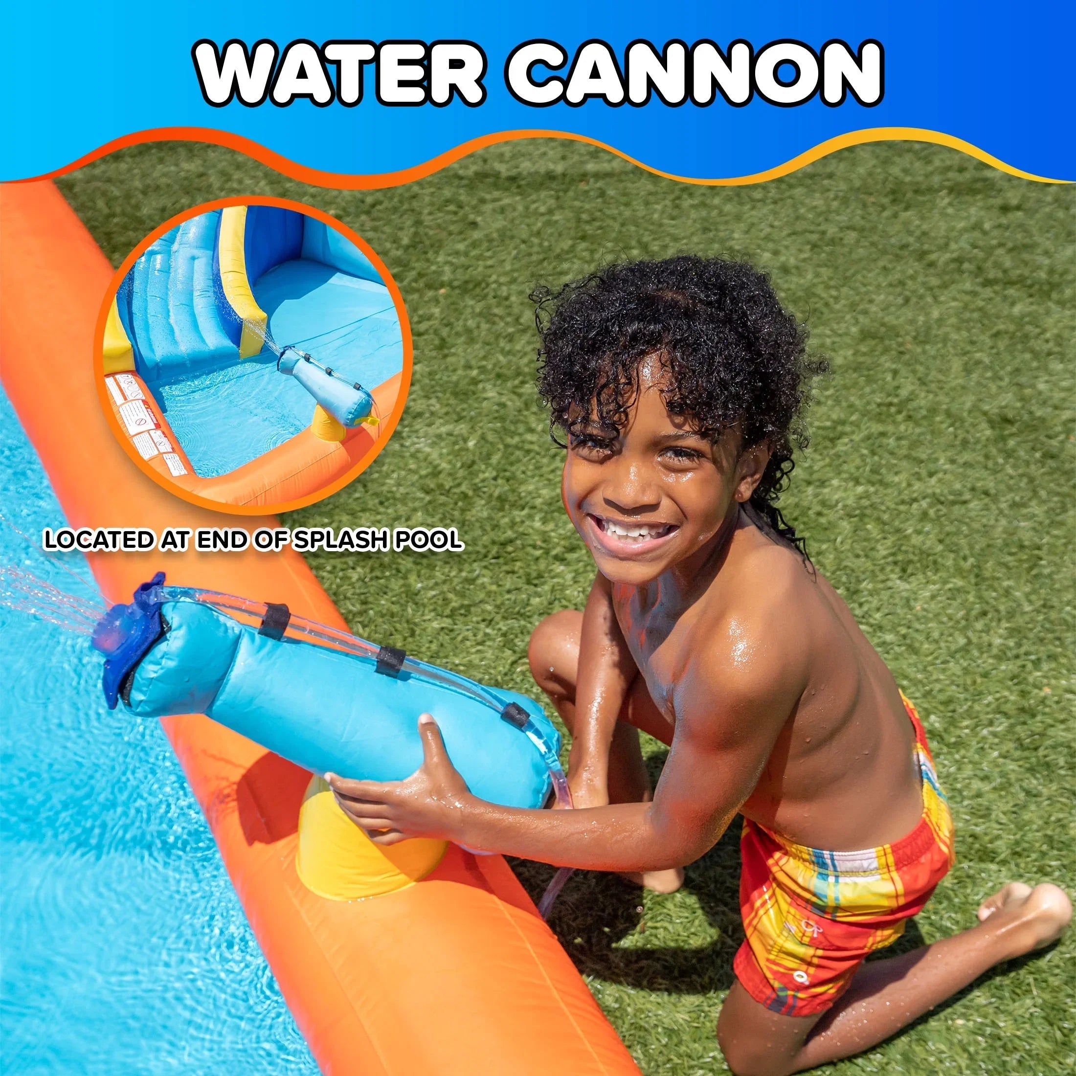 Sportspower Big Wave II Inflatable Water Slide With Climbing Wall And Splash Pool, Ages 3-8