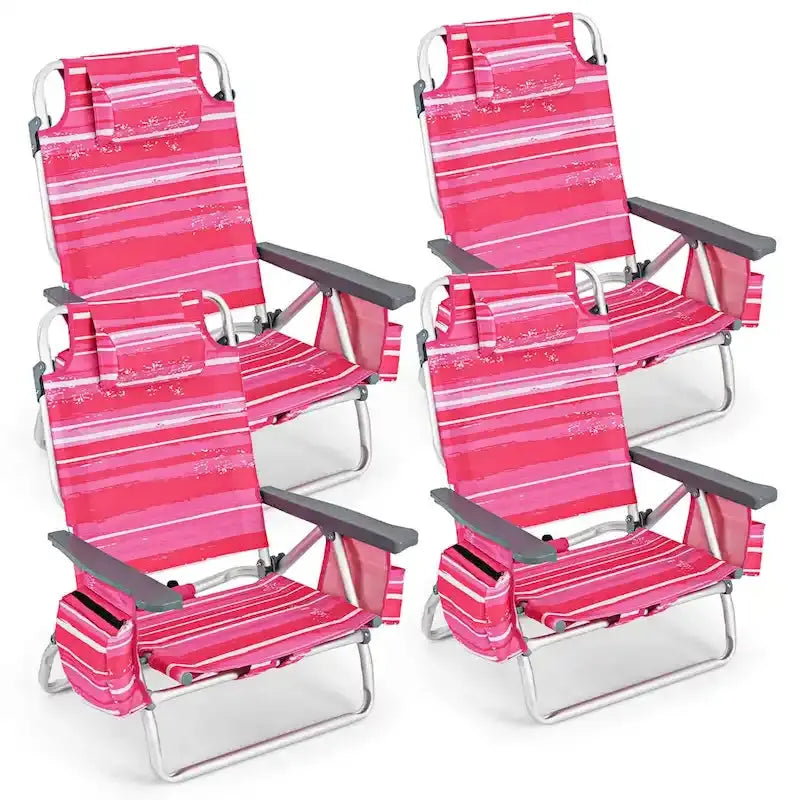 CraftPorch 4-Pack Folding Beach Chairs With 5-Position Recline
