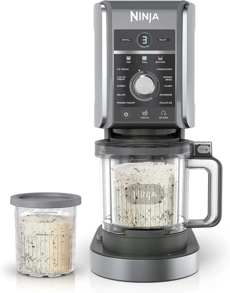 Ninja CREAMi Ice Cream Maker, 7 One-Touch Programs, 2 16-oz Pints, Silver - NC301