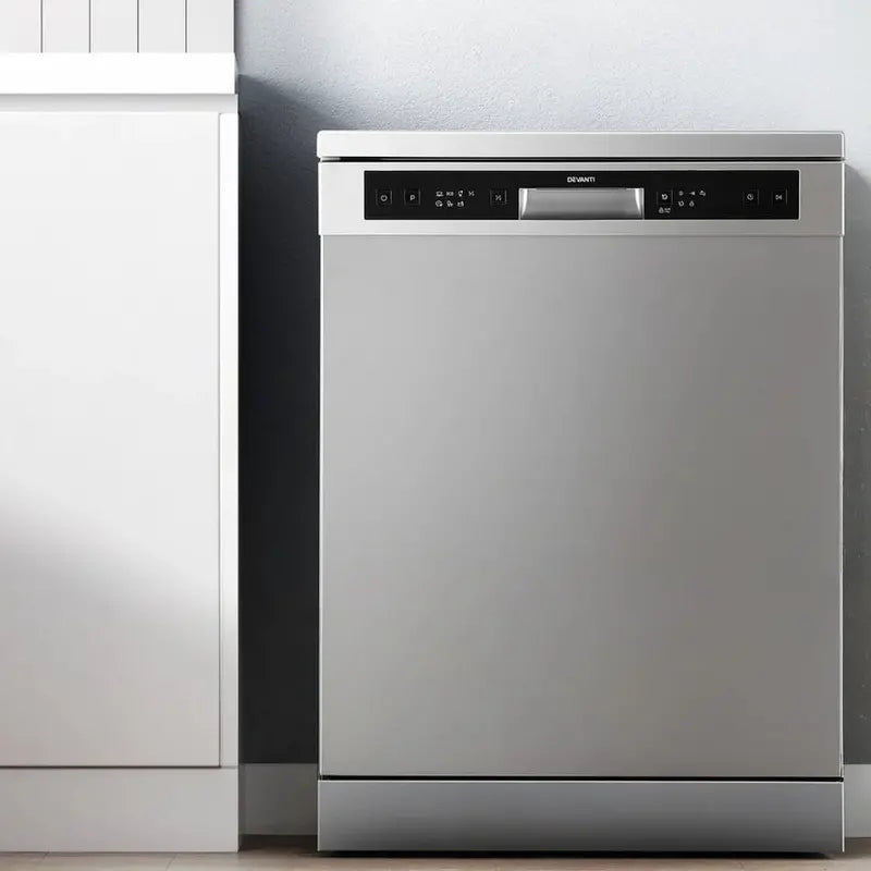 Devanti Freestanding Dishwasher, 60cm Wide, 14-Place Setting, Silver - BDW-14-FS5201G-SS