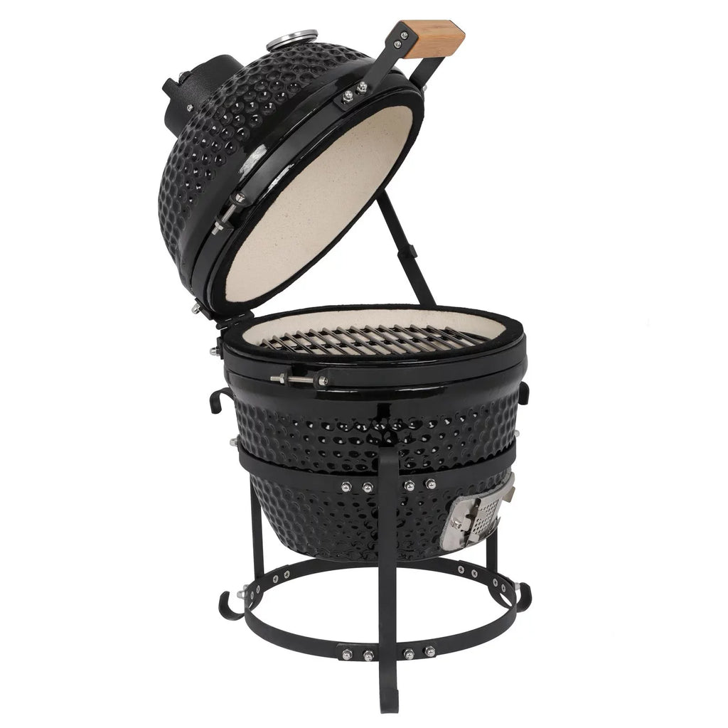 SalonMore 13in Round Ceramic Charcoal Grill - Black