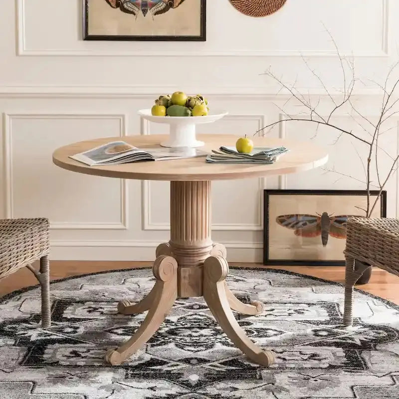 SAFAVIEH Jeane Drop-Leaf Dining Table, Antique White, 43 Inch Square Design