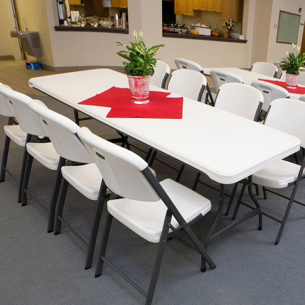 Lifetime Commercial Nesting Folding Table 96 in. x 30 in. White Granite - 80344