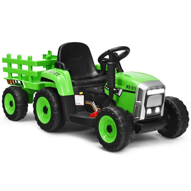Kids 12V 7AH Ride-On Tractor With Trailer, 53 x 20 x 20.5 in - 3-Speed Transmission