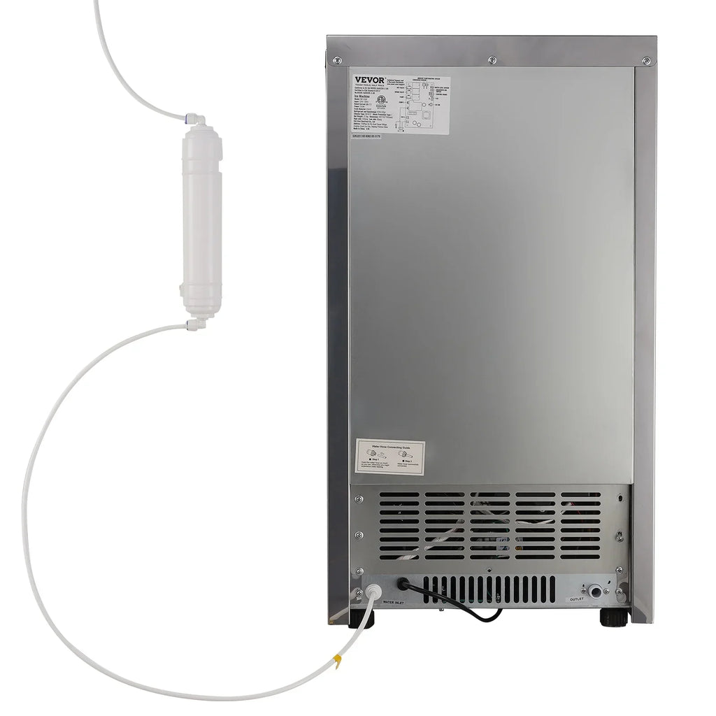 SKYSHALO Commercial Ice Maker, 110V, 110 Lbs/24h, 24 Lbs Bin, Stainless Steel