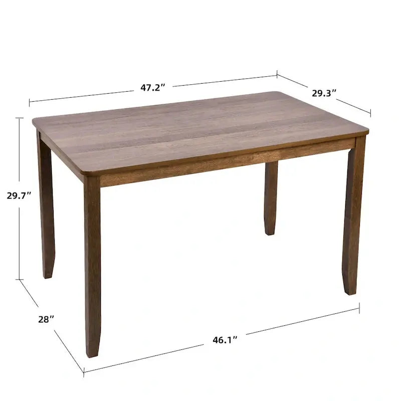 Solid Wood 5-Piece Dining Set With 47-Inch Table And Four Slat-Back Chairs