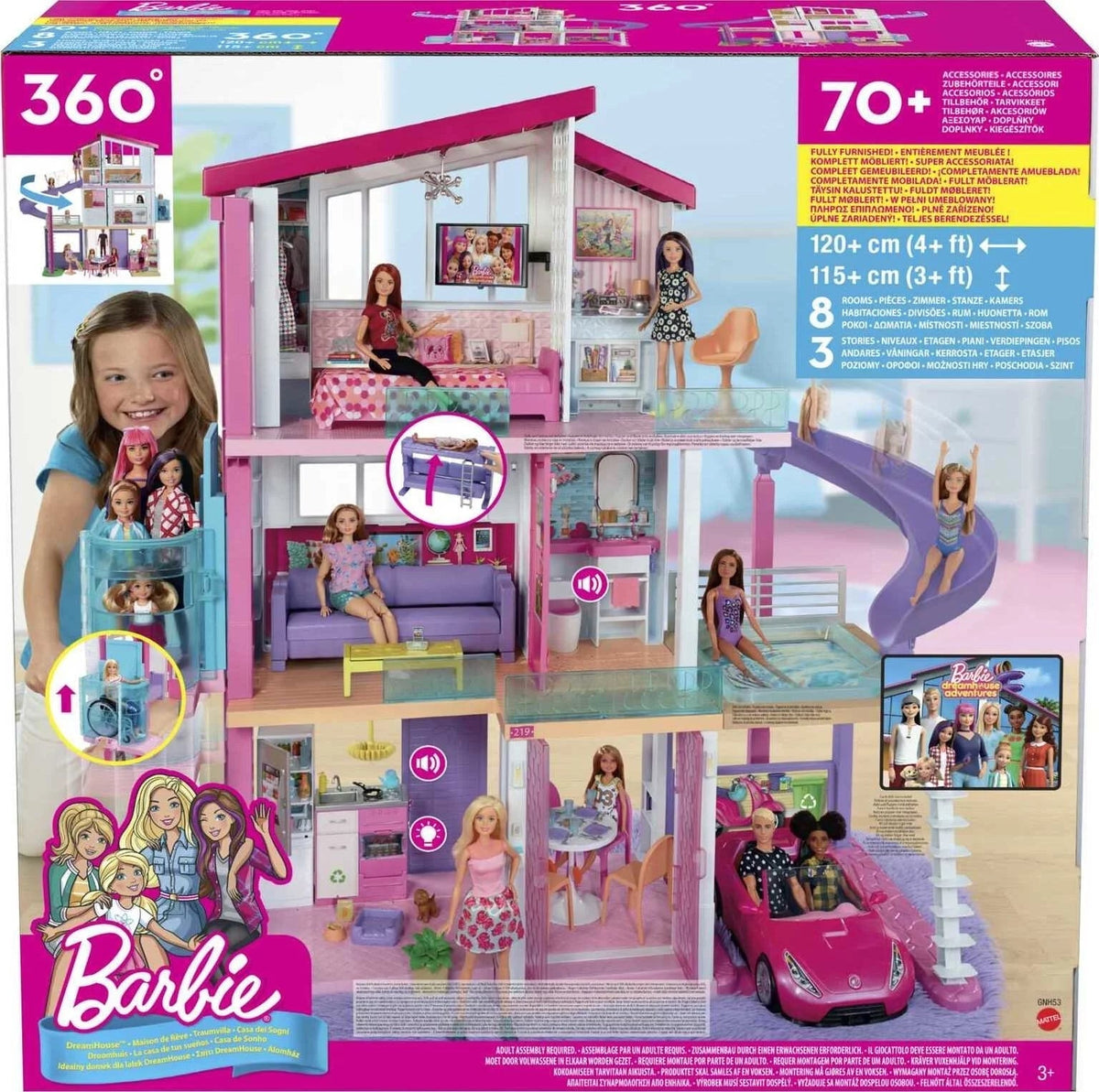Barbie DreamHouse Dollhouse With 70+ Accessories, Working Elevator, Lights And Sounds