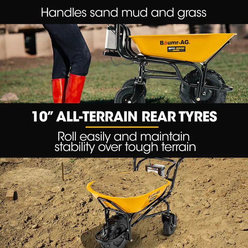 BAUMR-AG Motorized Wheelbarrow, 40V 100L 3-Wheel 260kg Load Capacity - BPR-900E