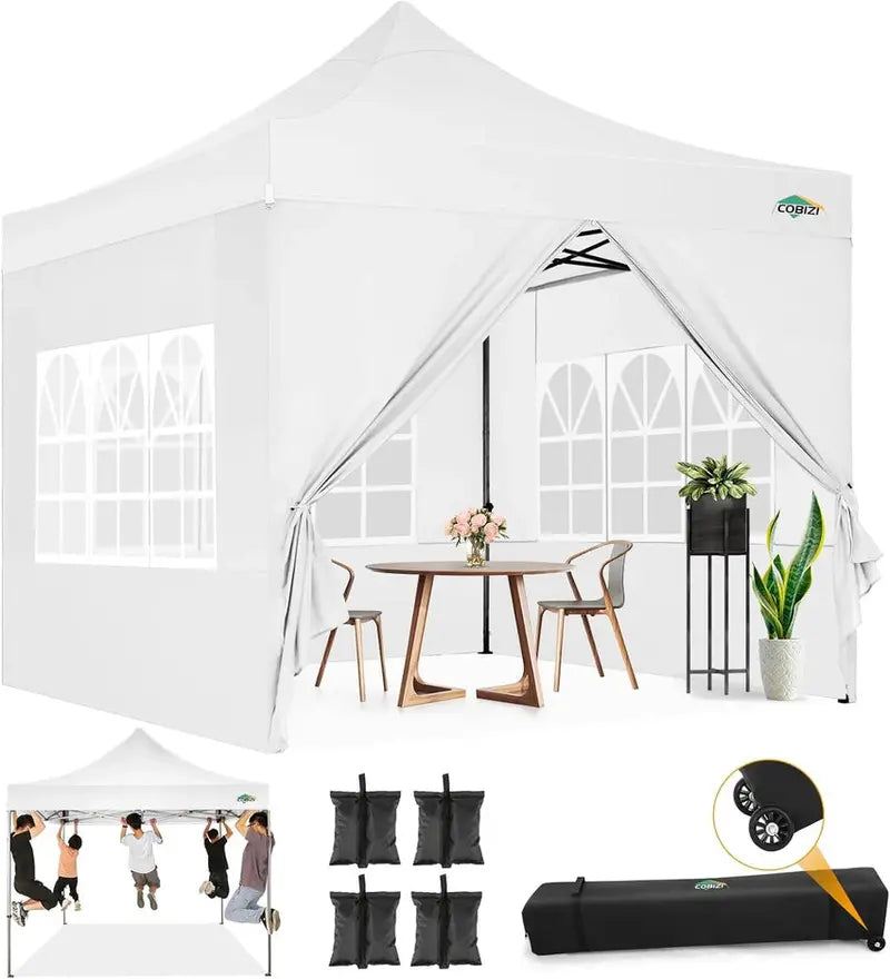 COBIZI 10x20 ft Commercial Pop-Up Canopy Tent With 6 Sidewalls And Roller Bag