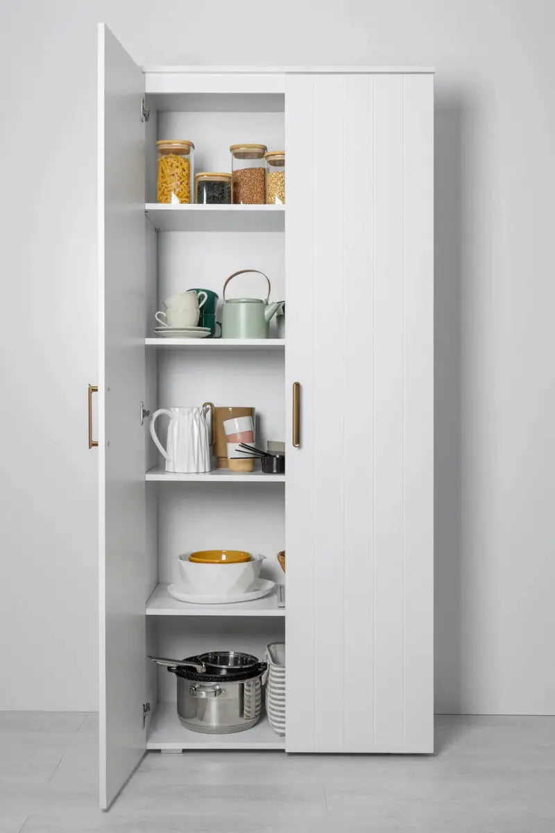 Stockholm Universal Storage Cupboard With VJ Paneling And Deco Gold Handles - 1850 x 800 W x 400D