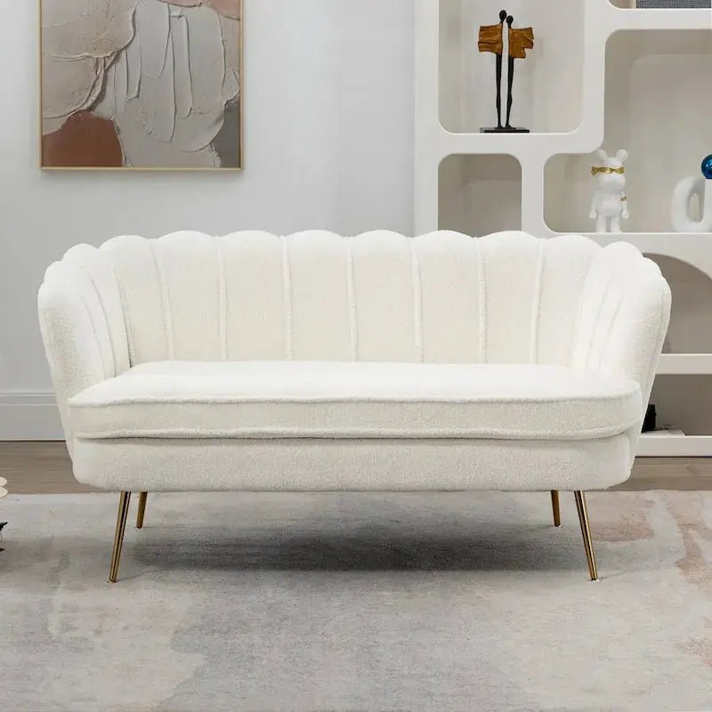 Mid-Century Modern Tufted Loveseat 59in Upholstered Sofa