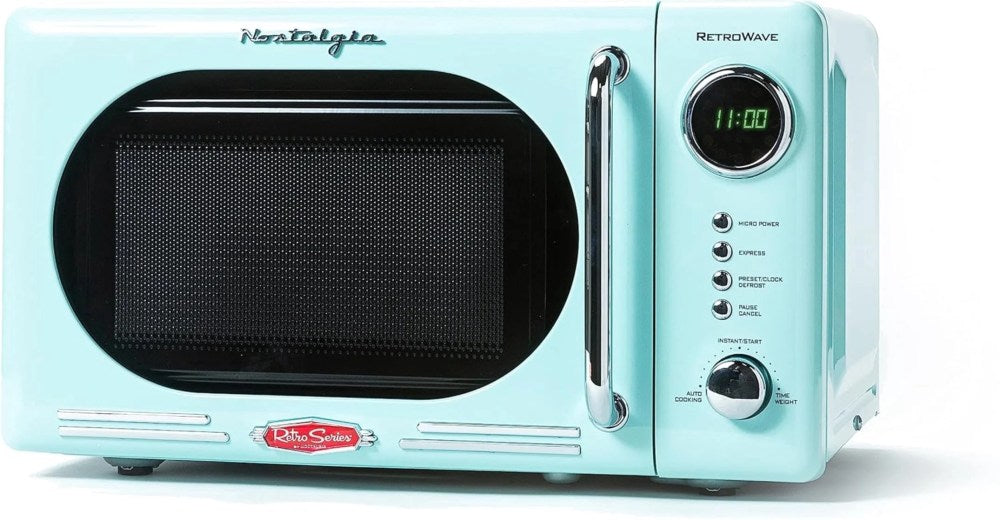 Nostalgia 0.7 Cu Ft 700W Countertop Microwave Oven - Aqua