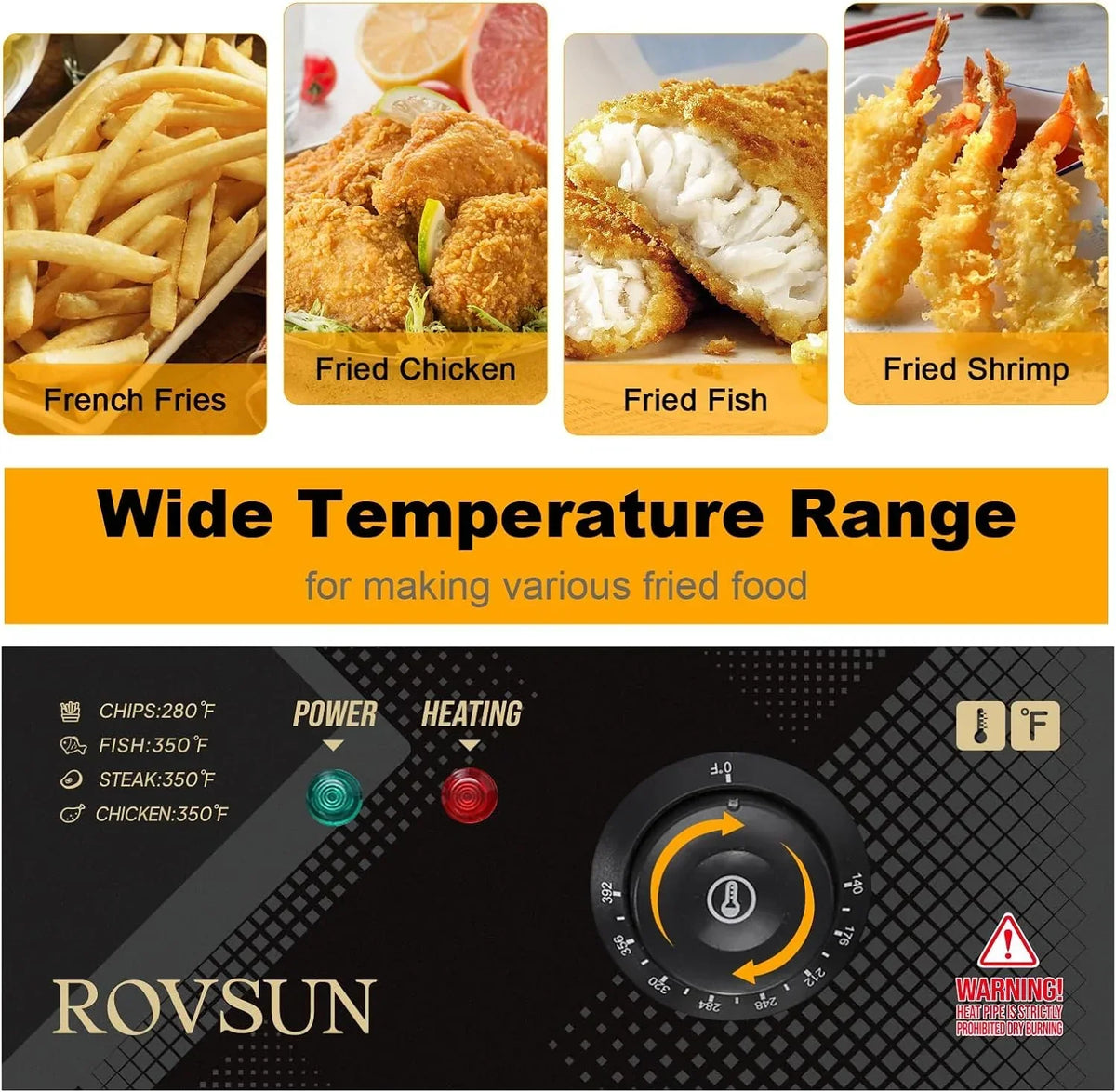 ROVSUN Electric Deep Fryer, 23.8Qt, 5000W, Stainless Steel