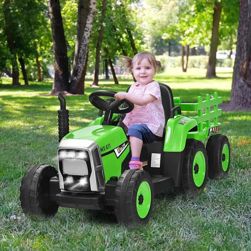 Kids 12V 7AH Ride-On Tractor With Trailer, 53 x 20 x 20.5 in - 3-Speed Transmission