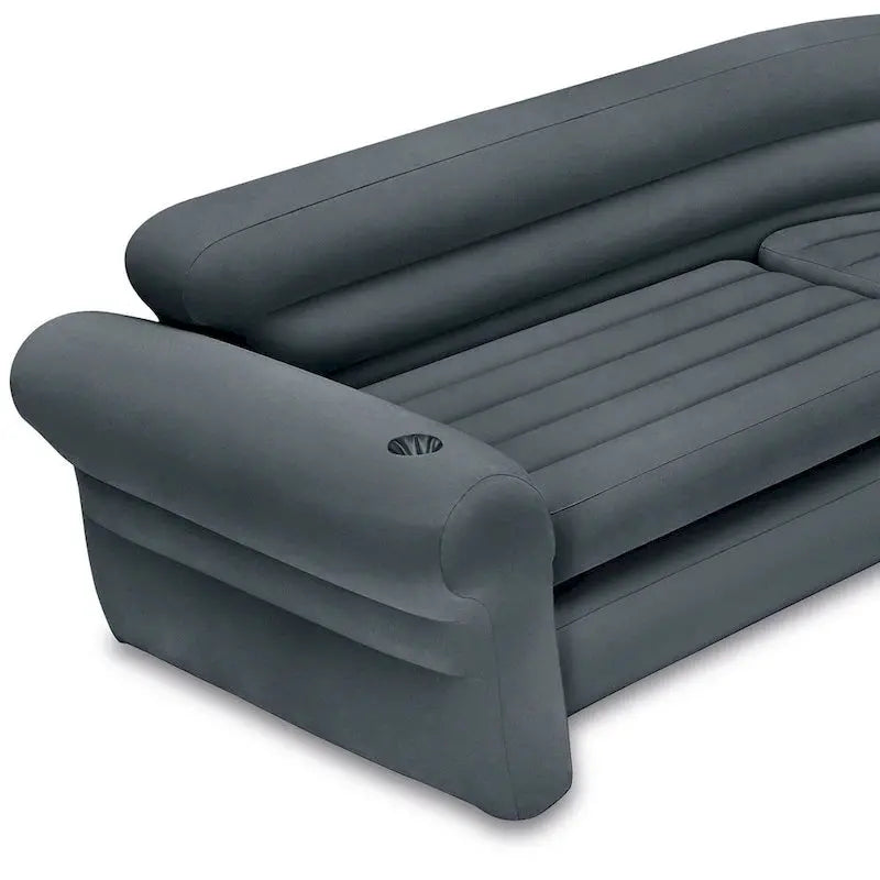 Intex Inflatable L-Shaped Corner Sofa With Cup Holders, Gray, 2-Pack