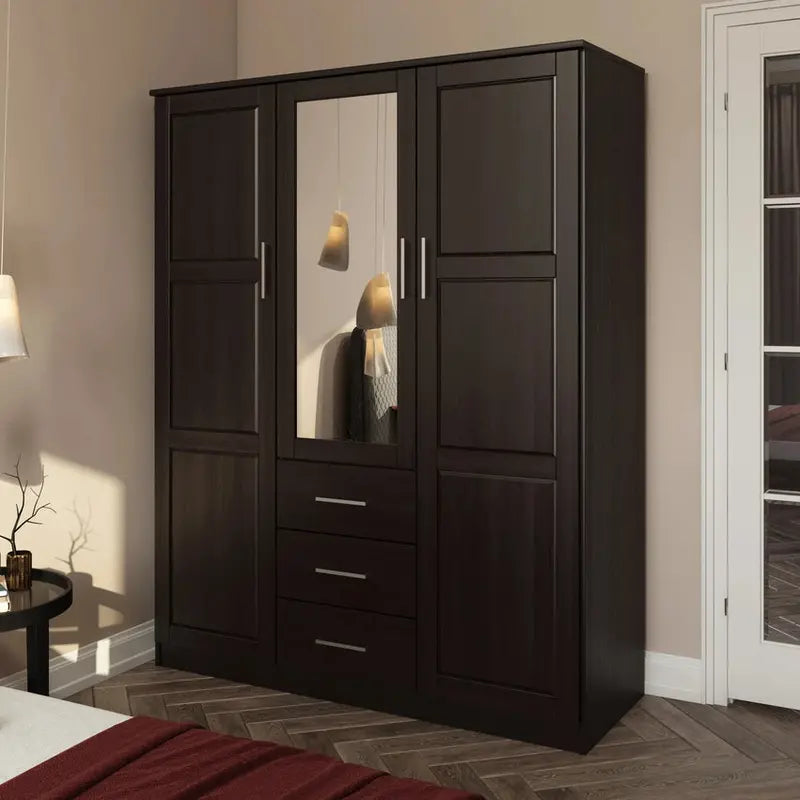Palace Imports Solid Wood 3-Door Wardrobe Armoire, 56.25in W x 72in H x 20.75in D - Cosmo