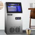 SKYSHALO 110V Commercial Ice Maker, 120lbs/24h, 29lbs Storage, 5x9 Cubes, Stainless Steel