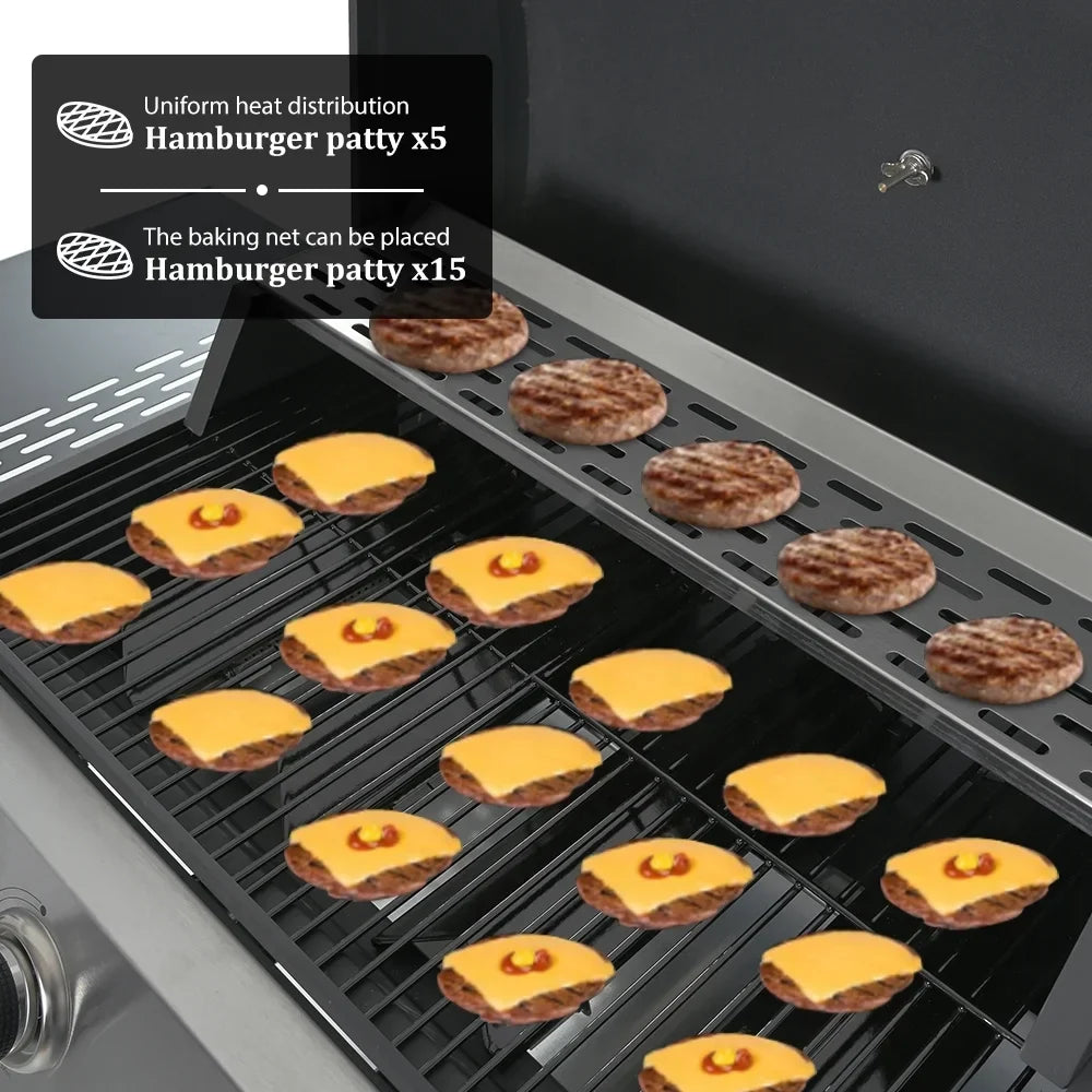 SEGMART 4 Burner Propane Gas Grill, Stainless Steel, 34,200 BTU - Patio Garden Barbecue Grill