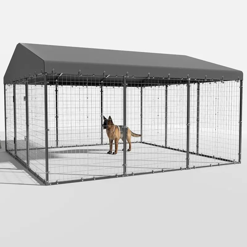 Kullavik Extra-Large Heavy-Duty Outdoor Dog Kennel - 118 x 118 x 70 Waterproof Roof Enclosure