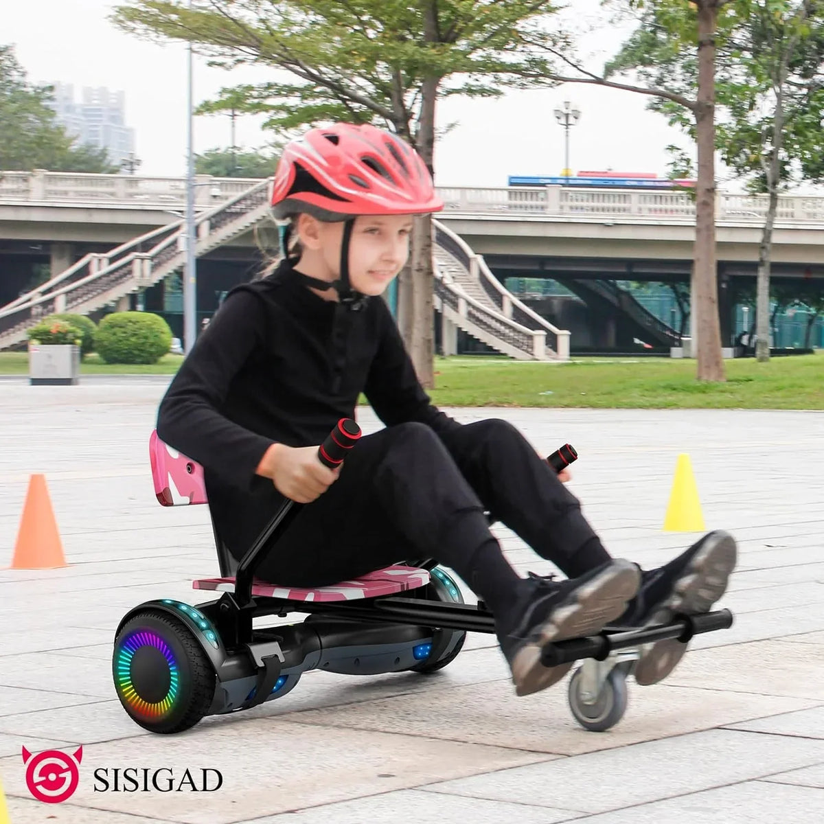 SISIGAD Electric Hoverboard And Kart Combo With 6.5 Inch Wheels And LED Lights