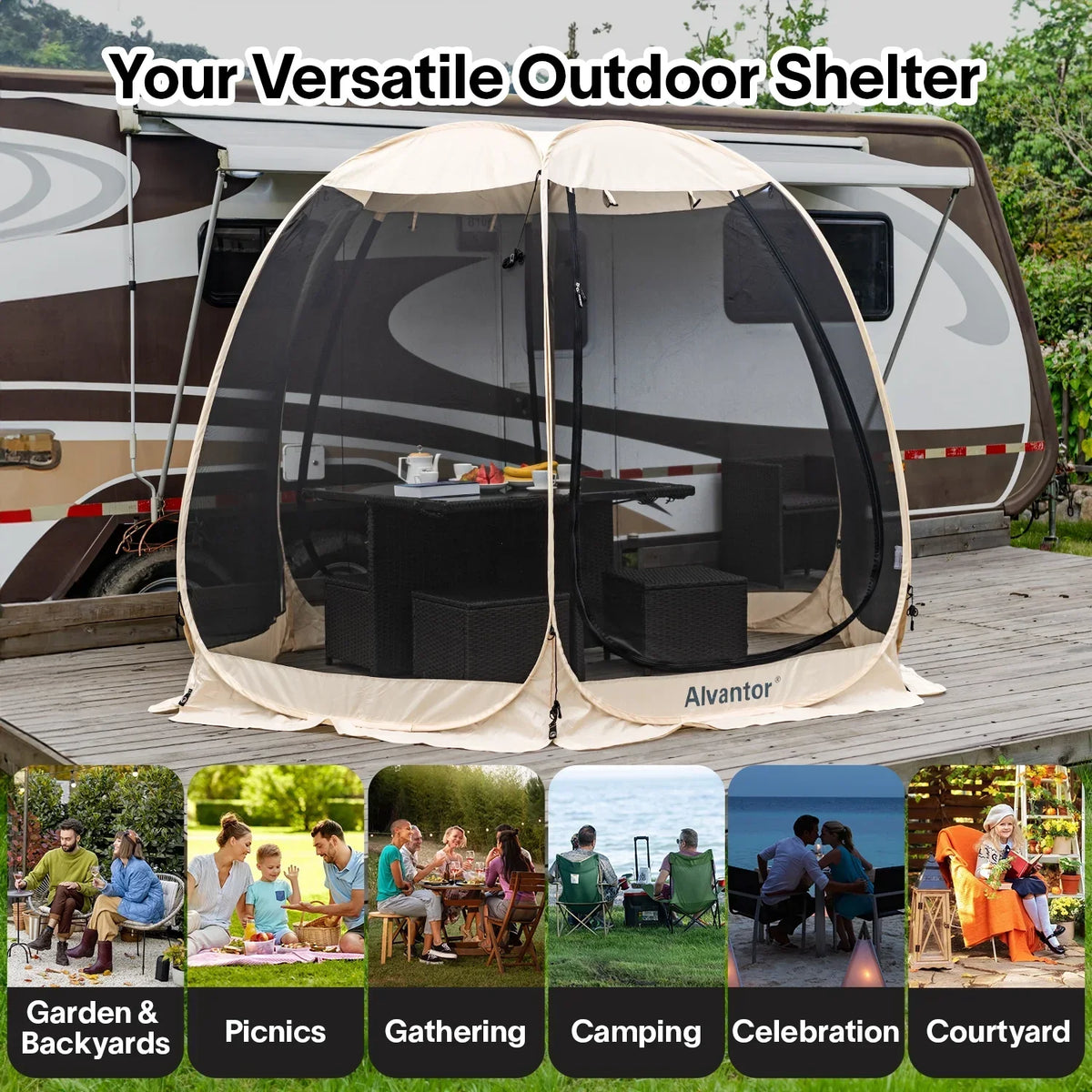 Alvantor Screen Room House 10x10 With 6 Mesh Walls