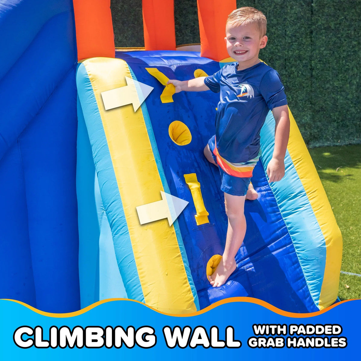 Sportspower Big Wave II Inflatable Water Slide With Climbing Wall And Splash Pool, Ages 3-8