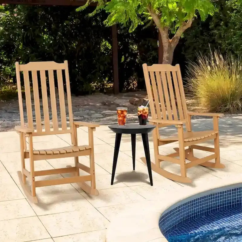 Vrakae All-Weather High-Back Patio Rocking Chairs, 2-Piece Set - 21 x 34.6 x 46 in