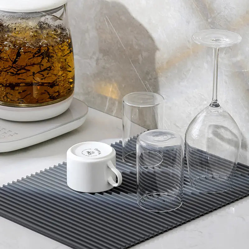 Cxren Silicone Countertop Draining Mat And Cookware Trivet - Small 12 x 7 Inches Or Large 15 x 11 Inches