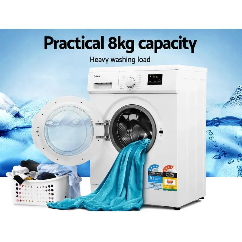 Devanti Front-Load Washing Machine, 8kg, 15 Programs, White