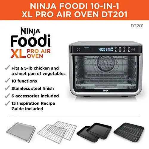 Ninja Foodi 10-in-1 XL Pro Air Fry Toaster Oven, Silver - DT201