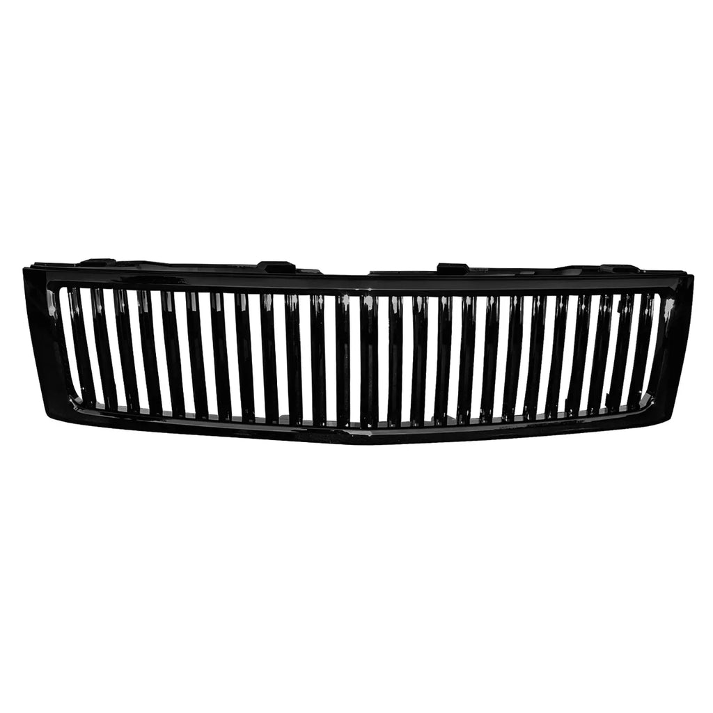 Spec-D Tuning LED Light Bar Projector Headlights and Vertical Grille, Jet Black/Clear, Left/Right Pair - 2007-2014 Chevrolet Silverado
