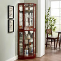 Cherry Corner Curio Cabinet With 6-Tier Display Shelf And Interior Lighting