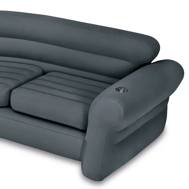 Intex Inflatable L-Shaped Corner Sofa With Cup Holders, Gray, 2-Pack