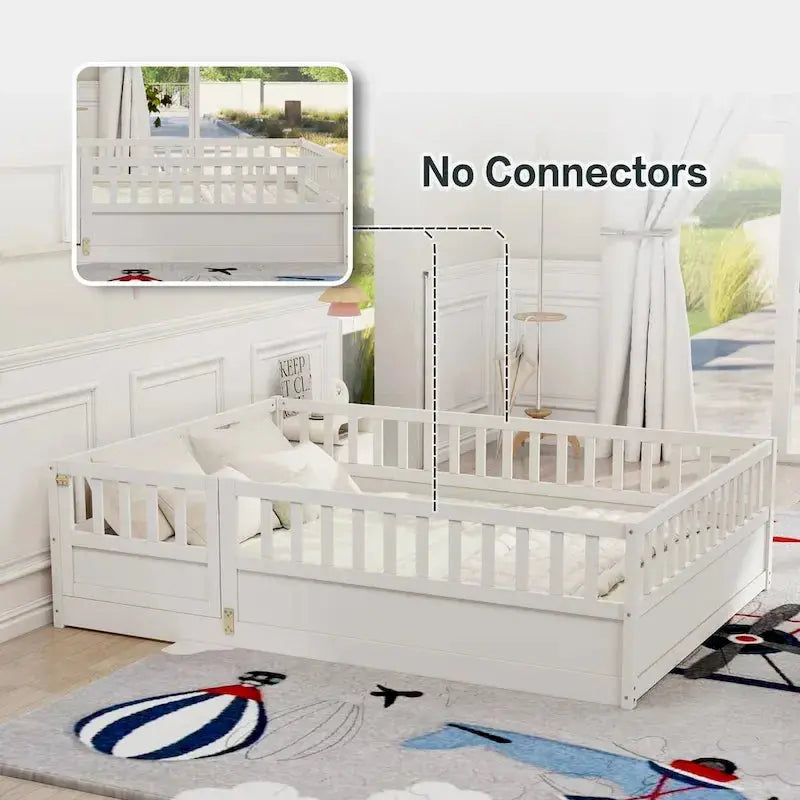 Montessori Toddler Floor Bed - Low-Profile Solid Wood Frame With Support Slats