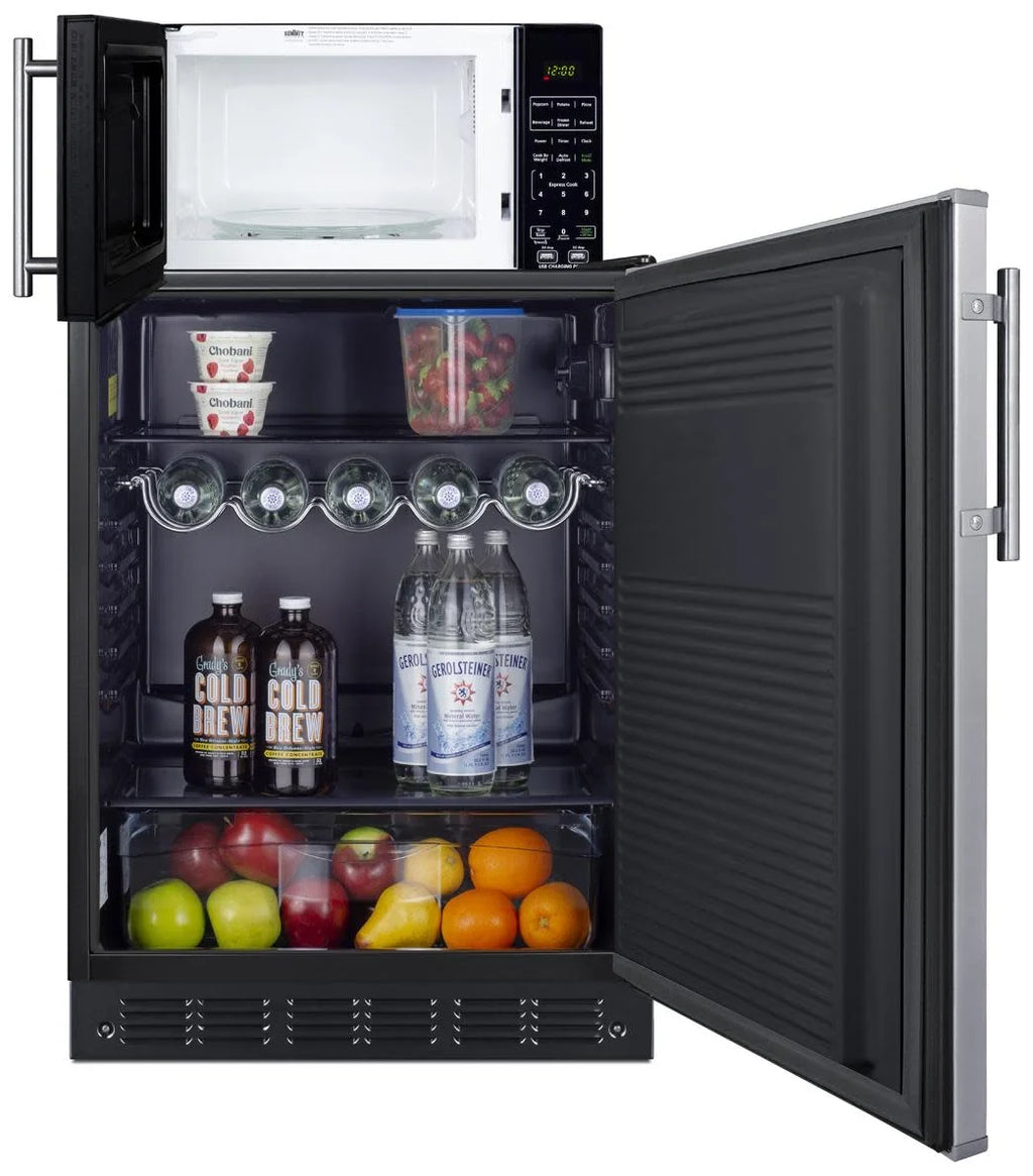 Summit Microwave And Refrigerator Combination, 24 inch, 5.1 cu.ft. - MRF708BLSSA FF708BLSS SM903BSA1